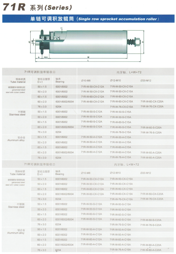 單鏈可調(diào)積放輥筒